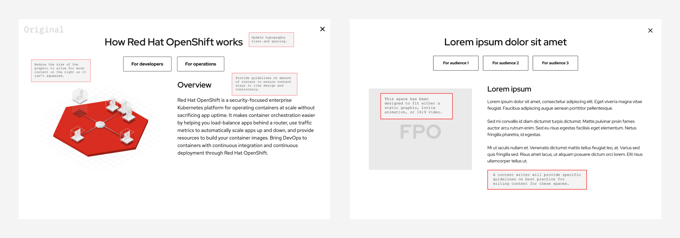 comparison of original modal and proposed wireframe